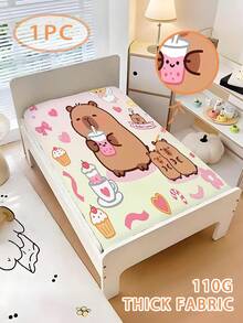 1件 110g 水豚杯子蛋糕 3D印花卡通床單，適用兒童房幼兒床、嬰兒房嬰兒床與嬰兒推車 - 彩色 - 查看 4