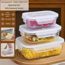 Transparent Lid Lunch Box, Glass Food Storage Containers Airtight Lunch Box Set Microwave ,Suitable For Camping And Picnics, Suitable For Students And Office Workers To Use At School, Cafeteria, And Home Kitchen, School Supplies - Multicolor - View 13