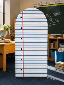 Sfondo ad arco per computer portatile 180cm*80cm, decorazione per il ritorno a scuola, copertura elastica per supporto ad arco, sfondo per il primo giorno di asilo, decorazione per foto di studenti e festa in classe, decorazione per festa di ritorno a scuola in aula prescolare - Arco a righe blu per il ritorno a scuola - Visualizzare 6