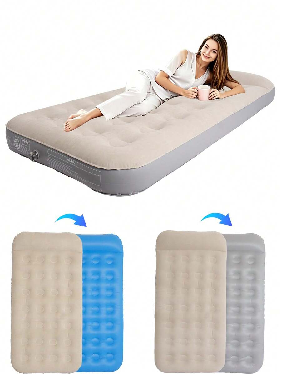 [Portable Air Mattress] 1pc Portable Air Mattress 76" X 39" Standard Soft Inflatable Sleeping Pad, Outdoor Tent Camping Foldable Sleeping Mat, Pump Not Included - A - View 1