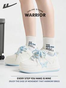Warrior Women's Board ShoesSpring And SummerComfortable Modest Style Casual Yet Sleek Sneakers Applicable Throughout The Year Wear-Resisting All-Day Wear Training Sneakers Running Shoes - Beige/Blue - View 6