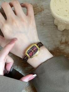 1件裝橢圓形復古風金色竹紋錶帶石英女錶，優雅精緻，適合日常配戴、生日禮物與派對 - 金色 - 查看 4