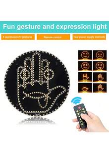 1pc Funny LED Car Finger Light, Gesture Light, Suitable For Car, New Finger Light LED Car Rear Window Sign Light, With Remote Control, Suitable For Road Rage LED Car Accessories, 8 Modes, Battery Powered - Black - View 5