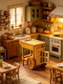 1 Set 1:12 Luxury Dollhouse Mini Kitchen Furniture Accessories, Suitable For Soft Dollhouse Full Scene Setup, Miniature Scene Photography, Collectible Figure Display, DIY Miniature House, Fresh European Style Kitchen Decor For Girls, Birthday Christmas Gift Choice, Fun And One-Stop Creation Of Exquisite Cooking Miniature World - Multicolor - View 8