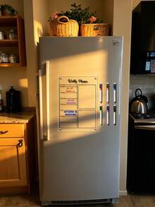 1pc Transparent Acrylic Weekly Planner Board, Gold/White/Black Optional, Magnetic Fridge Attachment Dry Erase Schedule Memo Board, Home Shopping List Note Message Board - Multicolor - View 5