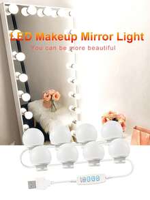 3-Color Dimmable LED Vanity Mirror Light Bulb 5V USB Fill Light DIY Rotating Retractable Cord 2LED/6LED/10LED/14LED Suitable For Bathroom, Bedroom, Dressing Table, Hair Salon - 3-color Dimmable - View 3