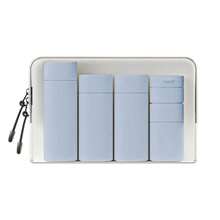 Set de 6 piezas para viaje, incluye botellas de champú, gel de ducha, loción corporal, crema facial, contenedores cosméticos vacíos, set de almacenamiento portátil - Multicolor - Ver 20