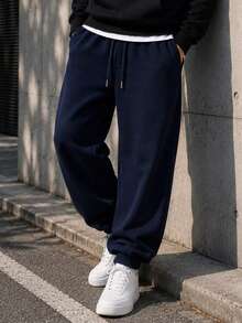 Men's Slim Fit Jogger Sweatpants Gym Training Cuffed Pants Unisex - 深藍色 - 查看 2