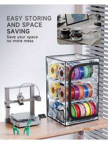 3D Printer Filament Storage Box, 3-Tier Filament Storage Rack With Transparent Dust Cover, Holds Up To 30x 1 Kg Spools, Filament Organiser For Home, Workshop, Studio Father's Favorite Gift - View 3