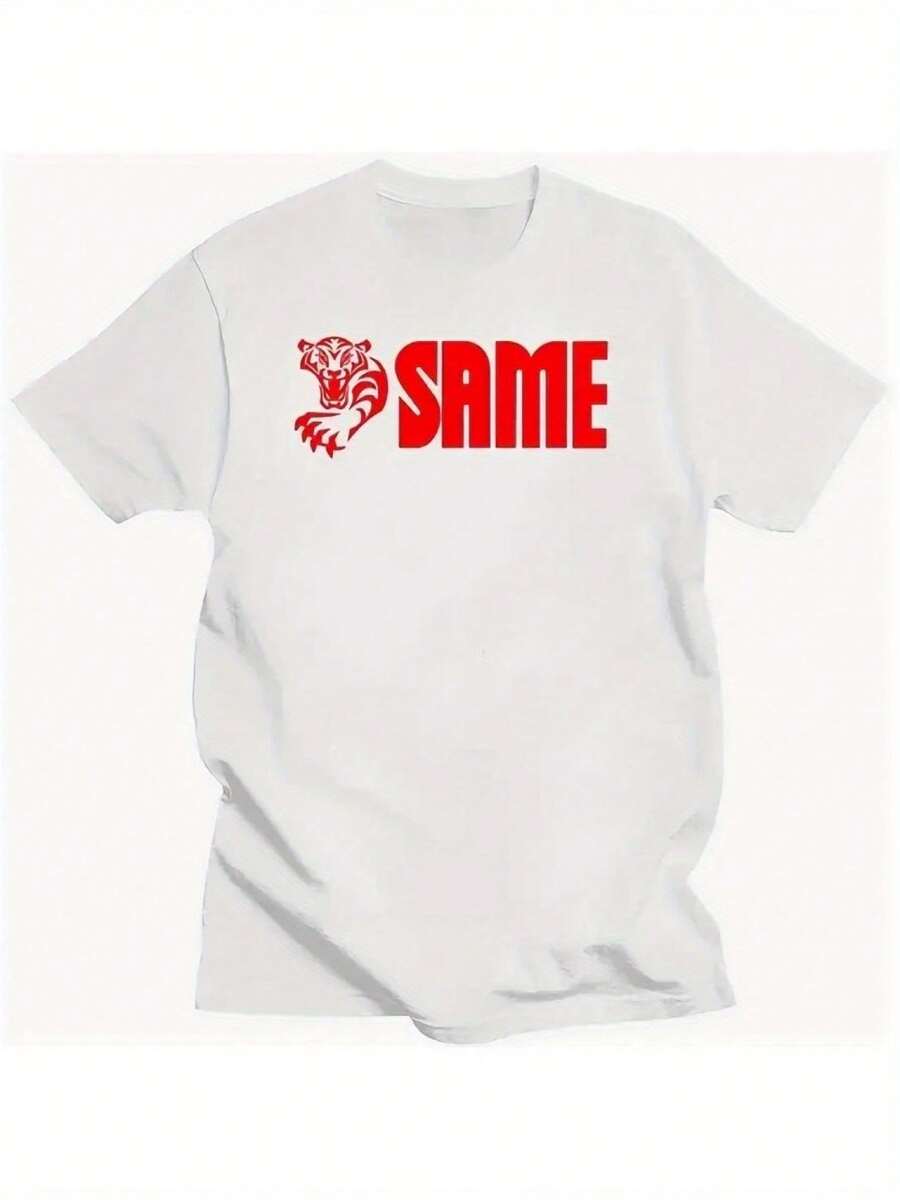 Christmas Men's White T-Shirt With Matching Graphic Print And Red Tractor Print & Bold Lettering - Style, Crew Neck, Short Sleeves, Popular Item - 白色 - 查看 1