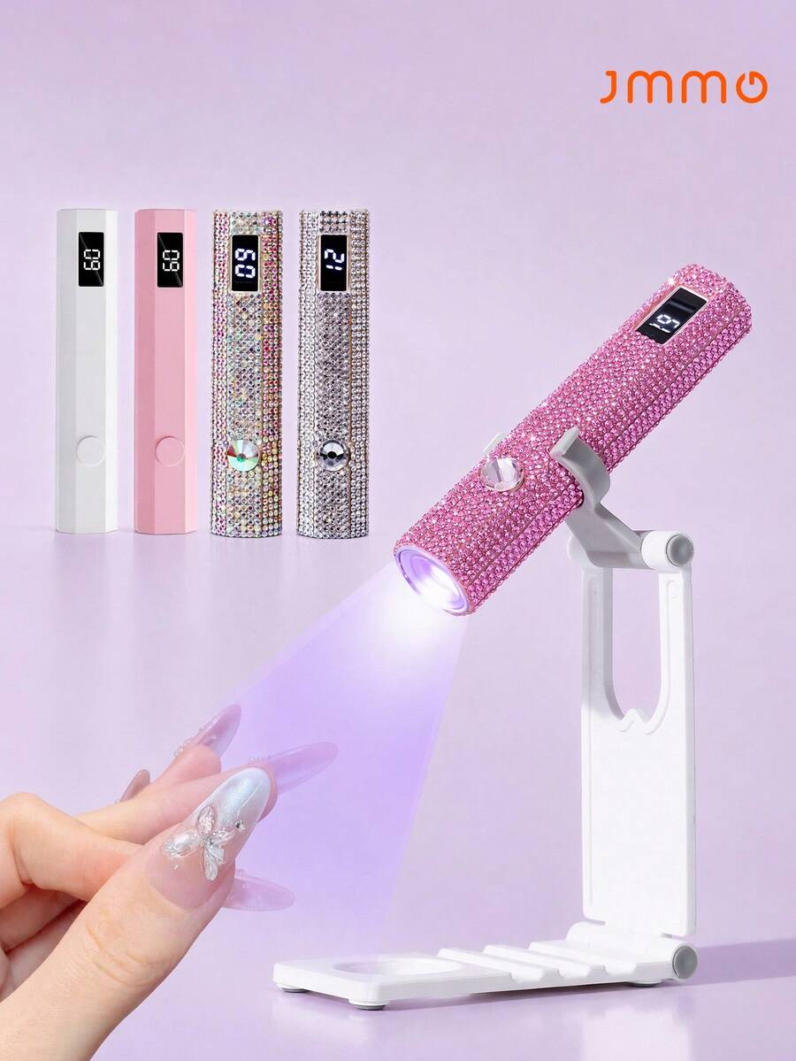 JMMO 1個USB充電式六角鑽石迷你UV LED美甲燈，便攜式可穿戴凝膠美甲烘乾機，升級高功率LED燈珠，1顆燈珠相當於8顆燈珠的效果，8倍凸透鏡，無死角，快速高效固化凝膠，適用於DIY美甲藝術 - 彩色 - 查看 1