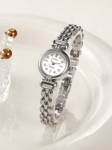 LIANDU Women's Watch Fashion Creative Multifunctional Compact Unique Quartz Watch Round Minimalist Dial Alloy Strap Suitable For Daily Wear Birthday Gift Back To School Thanksgiving Romantic Occasions - Silver - View 2