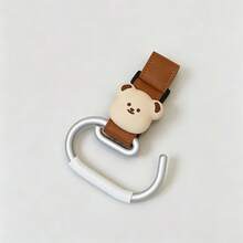 1pc Baby Stroller Hook, PU Leather Hook And Loop Hanging Hook, Solid Color Leather 3D Bear Design, Universal Stroller Accessory - As Shown - View 10