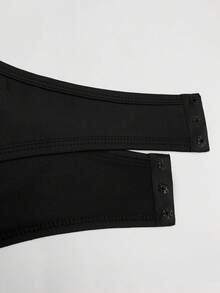 XLLAIS High Elasticity Square Neck Short Sleeve Black Jumpsuit, Athletic Casual Tight Fit Sports Summer - Black - View 5