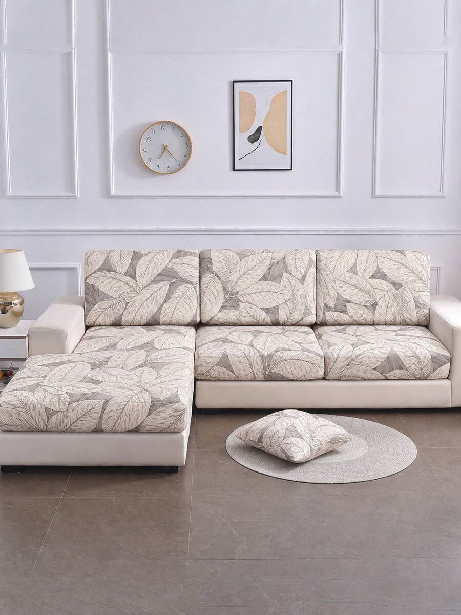 1pc Printed Milk Silk Sofa Cushion Cover, High Elasticity Removable Washable All-Season Sofa Slipcover, Suitable For Kitchen, Living Room, Bedroom, Balcony Garden And Multiple Occasions, Single Piece Sold Not Set Sofa Cushion Protector