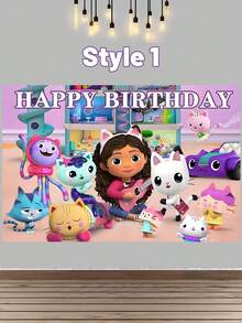 MASSDI 6 Kinds Of Cartoon Cloth With Different Backgrounds Are Printed With Gabe And Cartoon Images,Are Rich And Soft With Happy Birthday.Suitable For The Theme Birthday Party To Take Photos And Punch Decorate The Party Collection Display And Storage - Multicolor - View 14