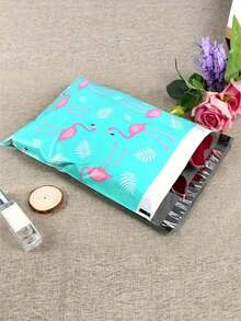 8pcs Self-Sealing Flamingo Polyester Mailing Bags, Tear-Resistant Clothing Shipping Bags - PE Material, Office Supplies Direct Mail Bags, Plastic Mailing Bags, Shipping Bags, Parcel Bags - Multicolor - View 3