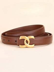 New Alloy Geometric Line Buckle Fashion Belt, Minimalist Versatile Jeans Belt, Thin Waist Belt, Suitable For Workplace, School, Outdoor And Multiple Occasions - Multicolor - View 6
