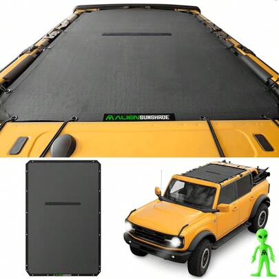 For Ford Bronco Sun Shade Black (2021-2026) - Full Length For Bronco Sunshade Bimini Top Accessories 4 Door Premium Mesh Bikini