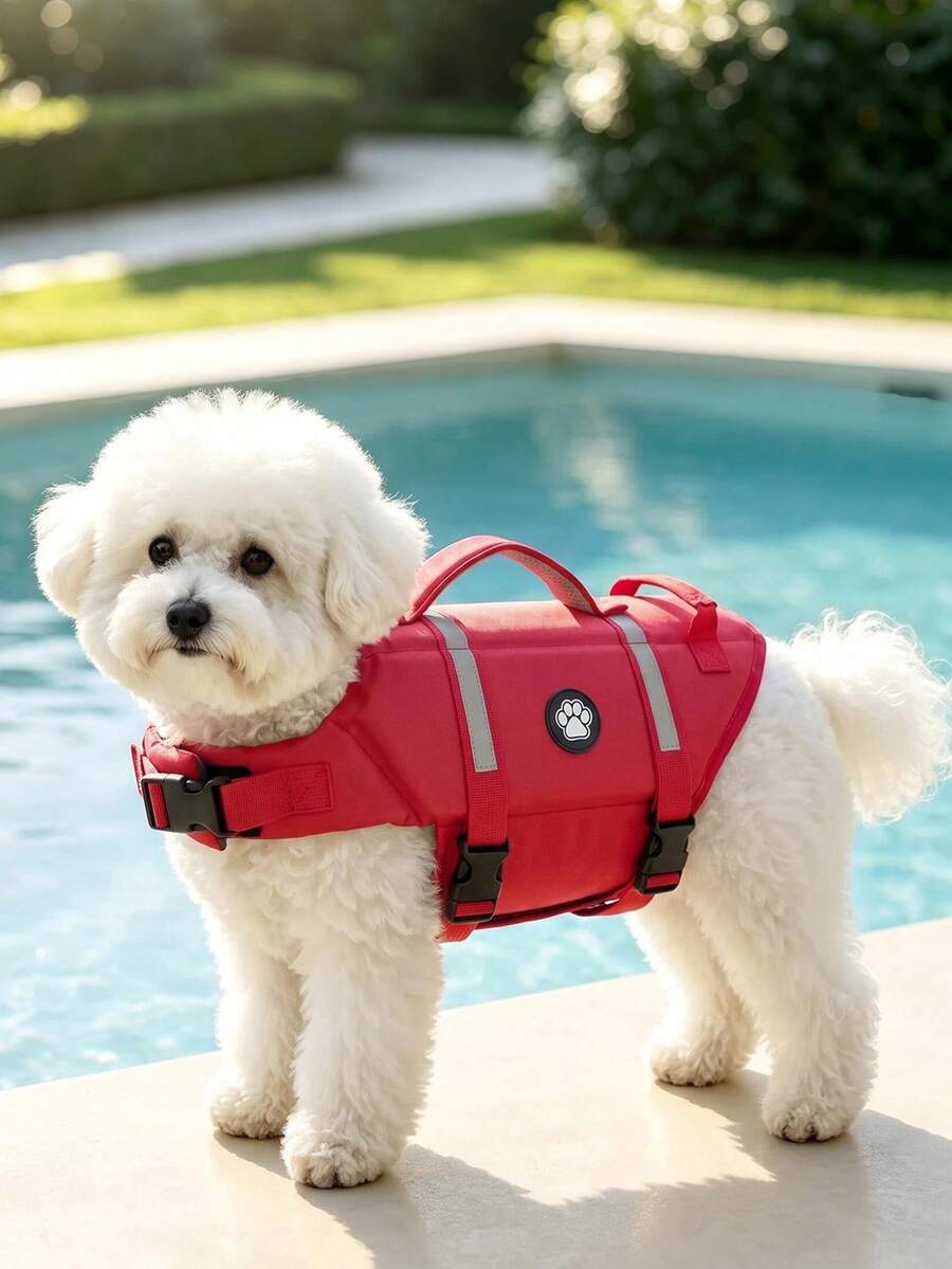 Chaleco salvavidas para perros, chaleco de flotabilidad ajustable y ligero con asa de rescate, diseño reflectante de alta visibilidad, adecuado para perros pequeños y medianos para nadar y navegar