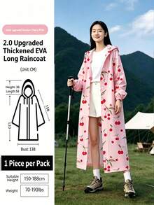 女款加厚高品質防風 EVA 加固長袖連帽雨衣，適合戶外騎行、徒步、划艇和摩托車騎乘（成人雨衣），伴娘禮物、海灘、旅行和生日禮物 - 男女通用款 - 查看 12