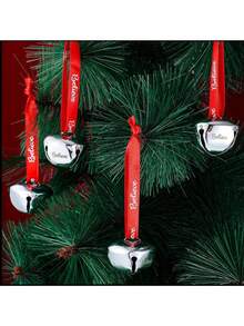 10/5/1pc Christmas Sleigh Bells With Red Ribbon, 3.81cm Mini Metal Bells, Suitable For Christmas Tree, Wedding, Shower And Party Decoration - / - View 3