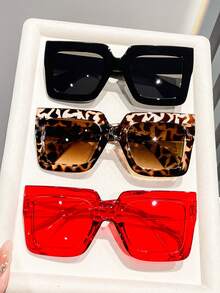 4pcs Y2K Oversized Glasses Sets, Suitable For Beach And Travel, Retro Square Frame, Fit For Outfits And Back To School Season - Multicolor - View 11