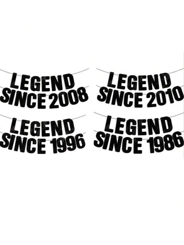 1 Set Black Glitter Legend Born In 2010/2008/1996/1986 Birthday Party DIY Letter Banner, Glitter Number 16th/18th/30th/40th Anniversary Party Decoration, Vintage Legend Since Year Retro Milestone Birthday Party Banner Sign Bunting, Suitable For Men