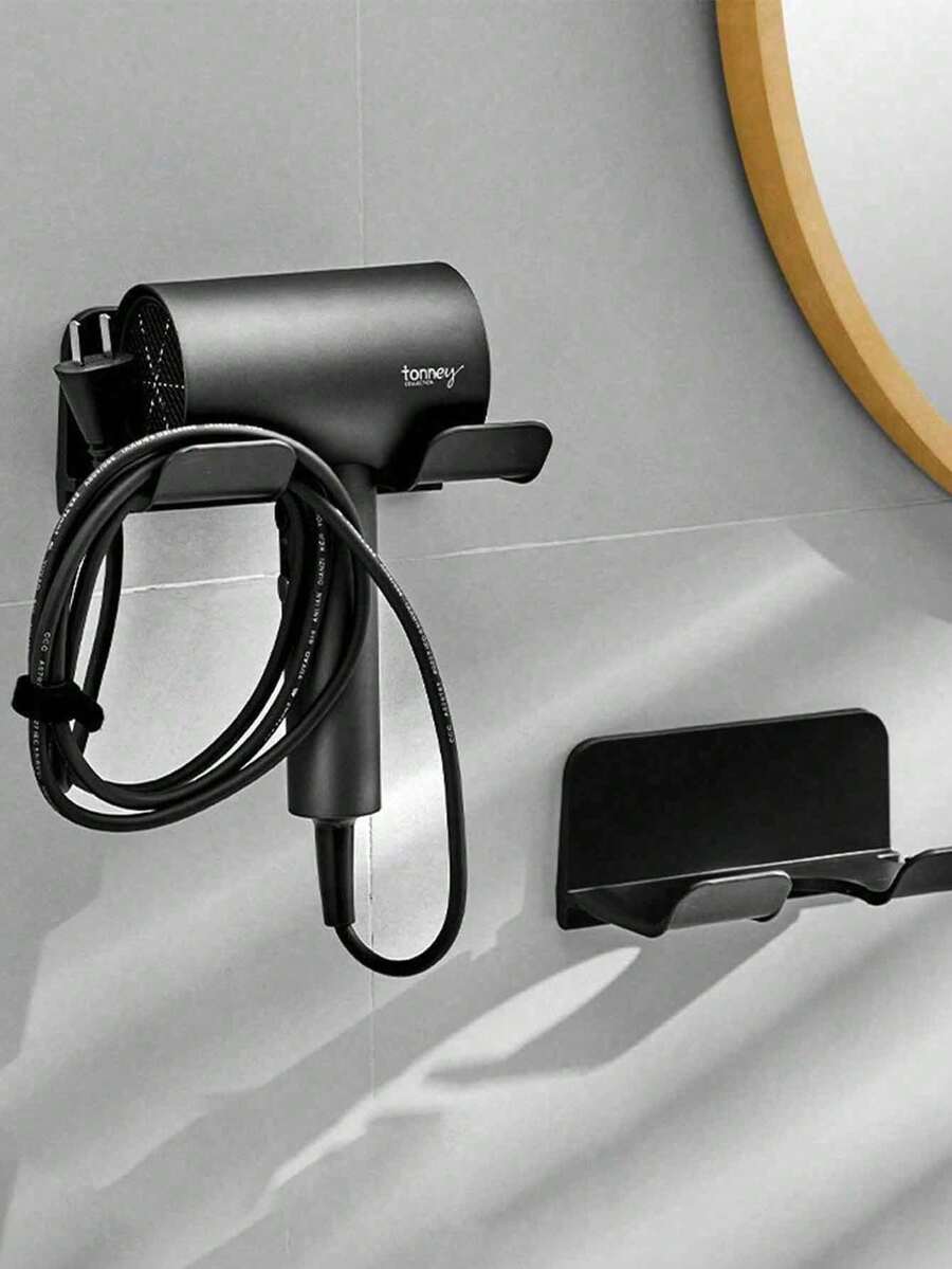 1pc Universal Hair Dryer Holder, Hair Dryer Rack (Weight Capacity Less Than 1kg, Must Follow Usage Instructions), Suitable For Cabinet Bathroom, Home Bathroom Decor, Bathroom Storage Box, Autumn Back To School Decor - Multicolor - View 1
