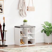 Techigher Shoe Storage Bench With Cushion, Shoe Rack Organiser, Hallway Storage Bench With Padded Seat & Adjustable Shelves, Compact Shoe Cabinet For Entryway, Bedroom, Living Room - White 51*30.5*53 - View 3