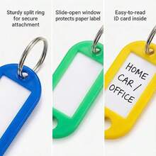 100/50/10 Plastic Keychains With Ring And Label Window, 10 Assorted Colors - Multicolor - View 5