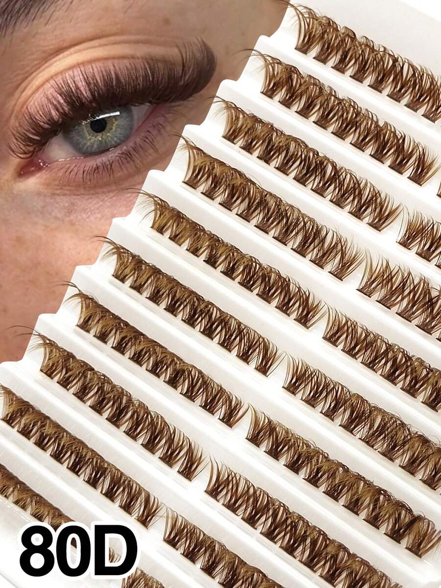 Sibeuna 180 Peças Cílios Postiços D Curl Marrom, Extensões de Cílios Naturais 80D DIY, Adequado para Iniciantes, Fácil de Usar, Extensões de Cílios de Qualidade de Salão de Longa Duração - D - Visão 1
