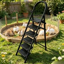 Multifunctional Mobile Ladder Frame, Widened Pedal, It Is Safer For Dad To Use, The Storage Does Not Occupy An Area, And It Can Be Placed In The Corner. The Household Warehouse Is Enough, And There Is No Need To Tiptoe For High Storage. - Long Six-step Staircase - BLACK - View 2