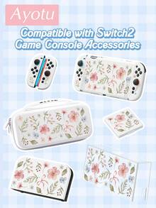 Ayotu 適用於 2025 新款 Switch2 水彩花卉圖案遊戲主機外殼與配件,適合 Switch2 7.9 吋保護殼。套裝包含保護殼、收納袋、底座外殼、主機防塵罩、遊戲卡收納盒、Joy-Con 控制器保護套,並提供多款配件可供選擇,適合返校禮物、生日禮物及遊戲愛好者 - 查看 2