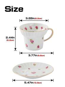 1 buah Set Cangkir Kopi & Tatakan Keramik Mawar Romantis, Desain Cangkir Kreatif, Cocok Untuk Rumah, Klub, Cangkir & Tatakan Teh Bunga, Hadiah - WL127 - Mawar Kecil - View 7