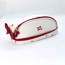 1pc Double Layer Strawberry Pencil Case, Cute Girl Heart Pencil Box, Minimalist Large Capacity Stationery Storage Bag For Middle School Students, Strawberry Shaped Sticker,Back To School Season - Double-layer Pencil Case - View 11