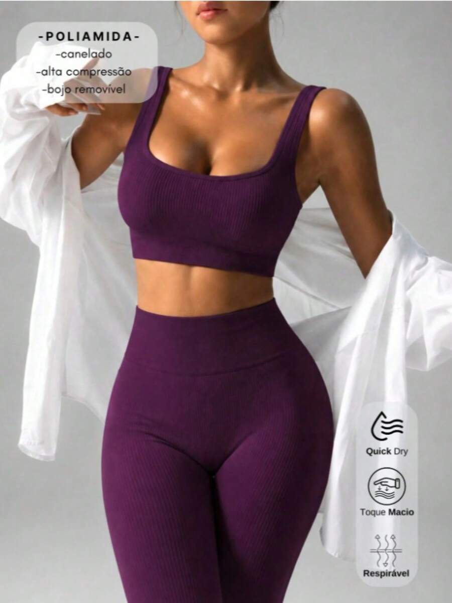 Ribbed Fit Set - Soft Comfort And Practicality - Morado - Ver 1
