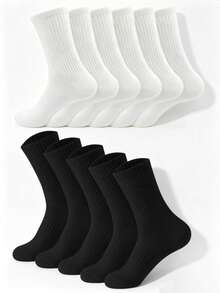 5 Pairs/10 Pairs/18 Pairs/20 Pairs Black & White Thick Men's Winter Socks, Fashionable, Casual, Comfortable, Suitable For Outdoor Sports, Running, Fitness, Compression Knee Socks, Business Casual Vacation, Black & White High Tube Socks, Christmas, Thanksgiving, New Year Holiday Gifts (Thick Style), Suitable For Foot Size (35-39/39-42) White Socks, Christmas Gifts, Socks, Winter Socks, Halloween Socks - Multicolor - View 5