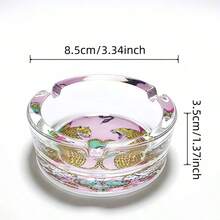 Fashionable Leopard Pattern Glass Ashtray, 3.34 Inch Round Ashtray, Home Decor Gift For Friends, Cartoon Animal Theme Ashtray - Colorful - View 3