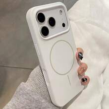 奢華原裝液態矽膠磁吸手機殼，適用於 iPhone 17 16 15 14 13 12 11 Pro Max Plus，支援無線充電，柔軟保護套 - 白色 - 查看 5