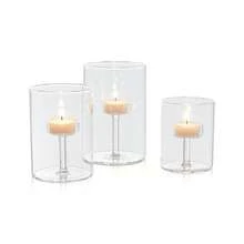 3 Clear Cylinder Candle Holders Bulk Pillar Candles, Glass Hurricane Candle Holders, Open-Ended Glass Candle Holder Bases For Wedding Centerpieces, Parties, Events, Halloween Christmas Decor - A - View 6