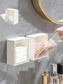 4pcs Wall-Mounted Storage Boxes - Cosmetic Storage Box, Jewelry Storage Box, Plastic Storage Rack, For Organizing And Storing Dental Floss, Hair Ties, Hair Clips, Powder Puffs And Other Items. Suitable For Home, Dorm, Commercial Space - Multicolor - View 1