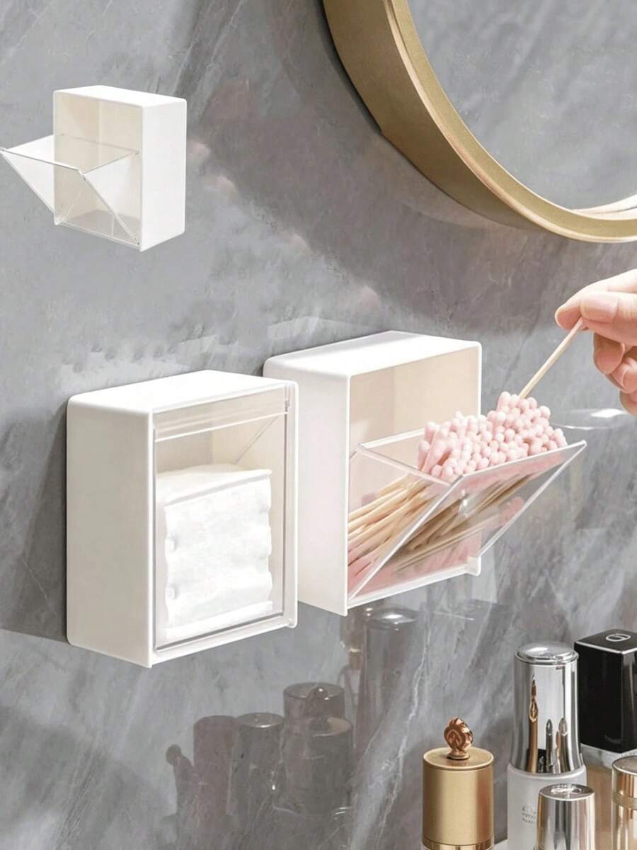 4pcs Wall-Mounted Storage Boxes - Cosmetic Storage Box, Jewelry Storage Box, Plastic Storage Rack, For Organizing And Storing Dental Floss, Hair Ties, Hair Clips, Powder Puffs And Other Items. Suitable For Home, Dorm, Commercial Space - Multicolor - View 1