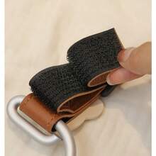 1pc Baby Stroller Hook, PU Leather Hook And Loop Hanging Hook, Solid Color Leather 3D Bear Design, Universal Stroller Accessory - As Shown - View 6