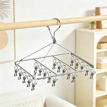 1pc Multifunctional Stainless Steel Sock Rack, Space-Saving Dryer Drying Rack, Solid 20/40 Clips Clothes Hanger, Windproof Design, Multi-Clip Clothes Hanger, Suitable For Drying Socks, Underwear, Small Garments, Diapers And Hanging Small Laundry, Perfect For Halloween And Christmas - Multicolor - View 3