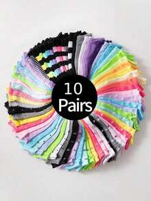 20 Pairs Kids Ankle Socks, Colorful Striped Pattern, Soft Casual Daily Sports Socks, Suitable For 1-16 Years Old Boys And Girls - Multicolor - View 7