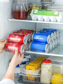 Transparent Stackable Can Organizer Space-Saving Storage Box Suitable For Refrigerator Storage Drawer-Style Storage Rack Ideal For Teacher's Day World Cup Kitchen Accessories Outdoor Camping Home Office Household Items Kitchen Storage Essential - Multicolor - View 9