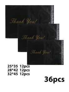 23pcs Black "Thank You" Courier Bags, Suitable For Campus, Back To School, Wedding, Birthday Seasons, Team Gift Bags, Thick Storage Plastic Bags For Clothing, Suitable For Apparel, School, Office, Shipping And Mailing - Black - View 24