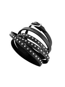 Xiacheng 1/3 Pcs Punk Rock PU Leather Studded Bracelets For Men Women 80s Gothic Stackable Star Chain Cuff Set Emo Accessories For Rocker Outfit&Music Festival - Multicolor - View 8