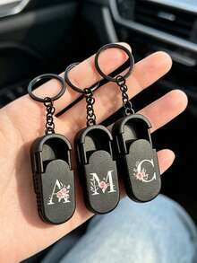 Floral Letter A-Z Printed Pill Keychain, Key Chain Style Mini Pill Box & Slim Portable Medication Storage Container, Backpack Charm, Car Hanging Decor, Phone Chain, Home Decoration, Can Be Hung On Bag, Chain Or Put In Pocket, Travel Portable Small Pill Case, Suitable For Tablets And Soft Capsules; Daily Medication Classification Storage, Commuting, Travel, Outdoor Essential, Also As Graduation Season, Back To School, Teacher Appreciation Small Gift, Student, Office Worker Travel Organizer, Keychain Pill Tube, Portable Pill Pouch, Pocket Pill Box, Hanging Pill Bottle. - Multicolor - View 8
